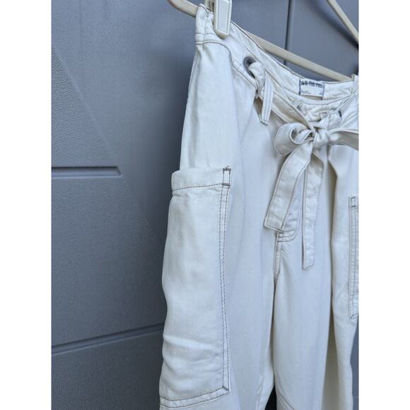 Free People We The Free Ivory Women Dunes Wide-Leg Tie Slouchy Jeans Pants Sz 26 - Picture 9 of 16